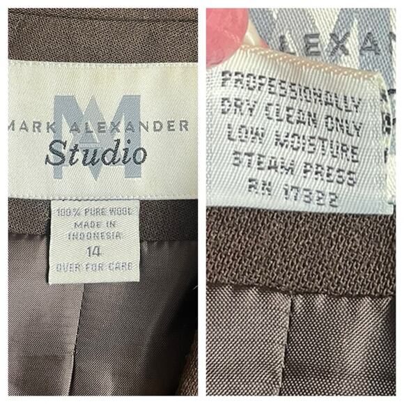 Mark Alexander Vintage Blazer Brown 100% Wool 4 Button Peak Lapel Women Size 14 - Picture 9 of 10
